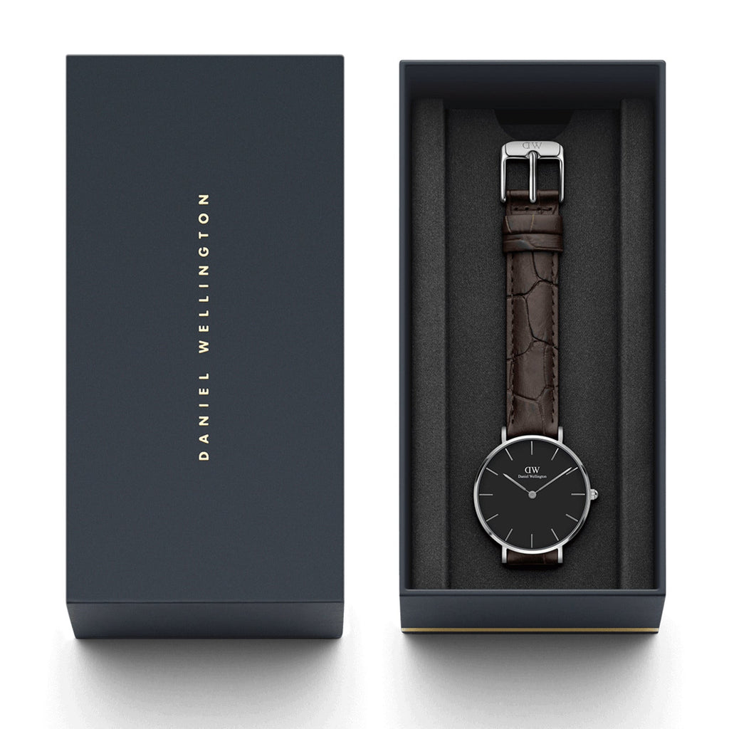 Daniel Wellington Classic Petite York Black Dial Brown Leather Strap Watch For Women - DW00100238 Buy Now By Daniel Wellington