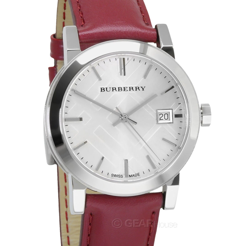 Burberry The City Silver Dial Red Leather Strap Watch for Women - BU9129 Buy Now By Burberry