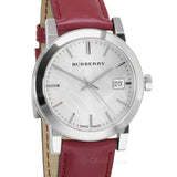 Burberry The City Silver Dial Red Leather Strap Watch for Women - BU9129 Buy Now By Burberry