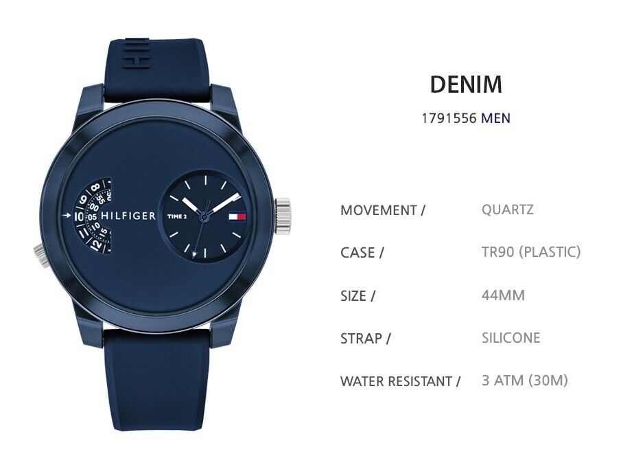 Tommy Hilfiger Denim Blue Dial Blue Rubber Strap Watch for Men - 1791556 Buy Now By Tommy Hilfiger