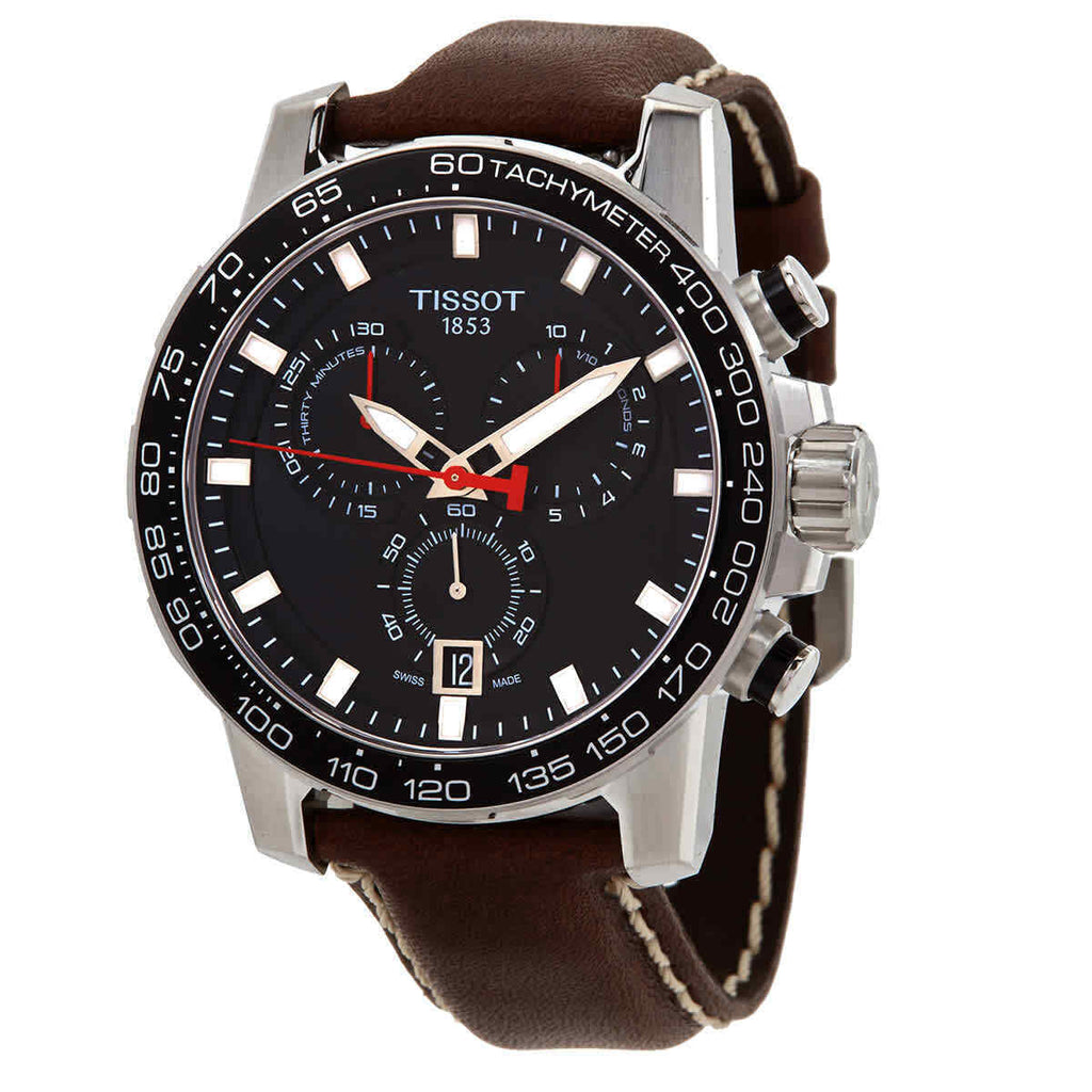 Tissot Supersport Chrono Black Dial Brown Leather Strap Watch for Men - T125.617.16.051.01 Buy Now By Tissot