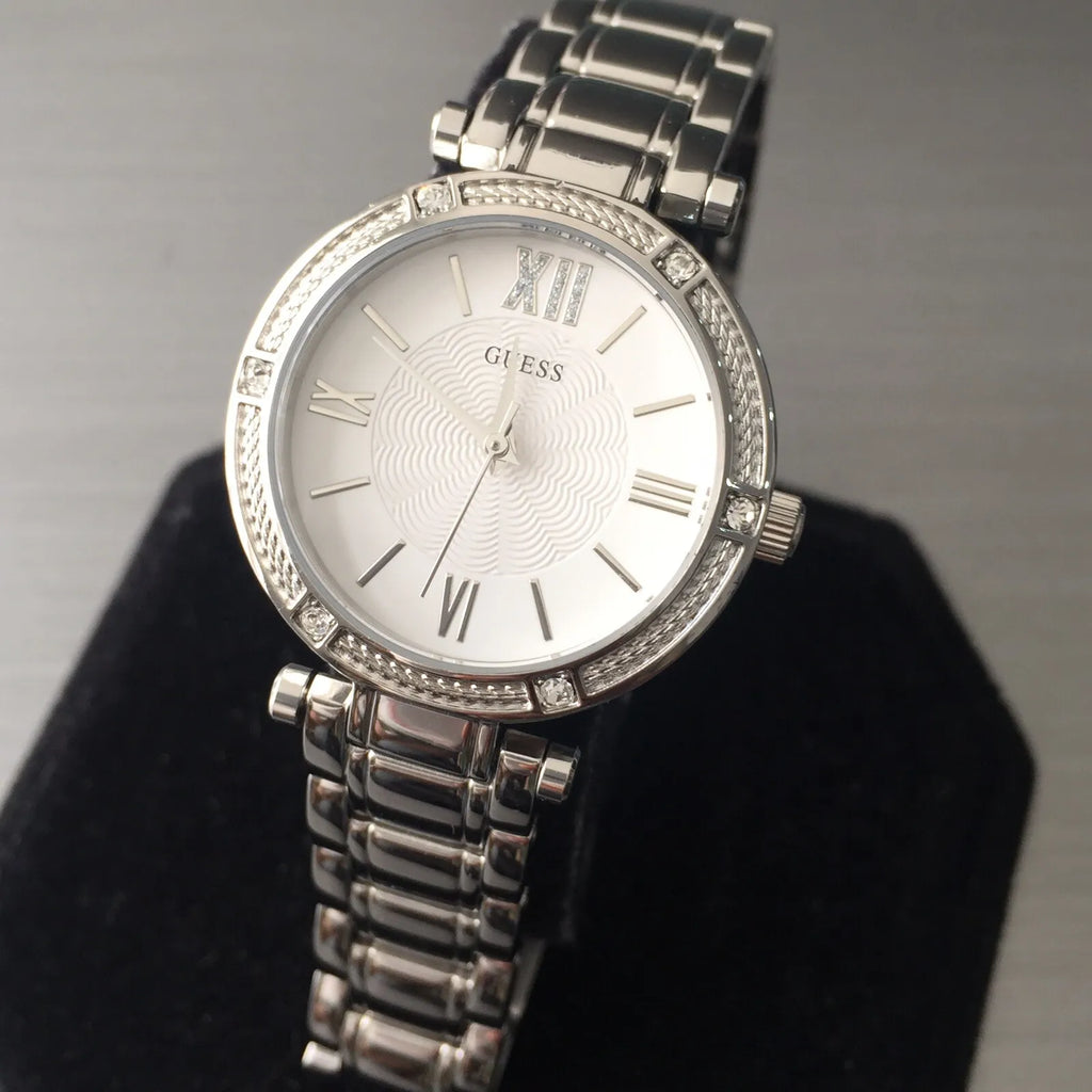 Guess Park Ave White Dial Silver Steel Strap Watch for Women - W0767L1 Buy Now By Guess
