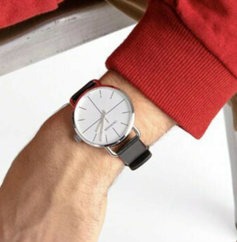 Calvin Klein Even Silver Dial Black Leather Strap Watch for Men - K7B211CY Buy Now By Calvin Klein