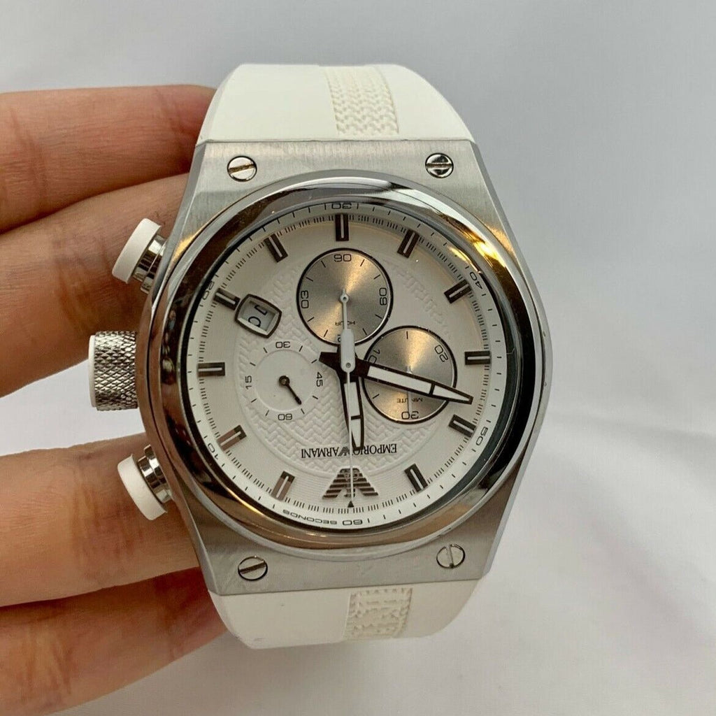 Emporio Armani Sportivo Analog Quartz White Dial White Rubber Strap Watch For Men - AR6103 Buy Now By Emporio Armani