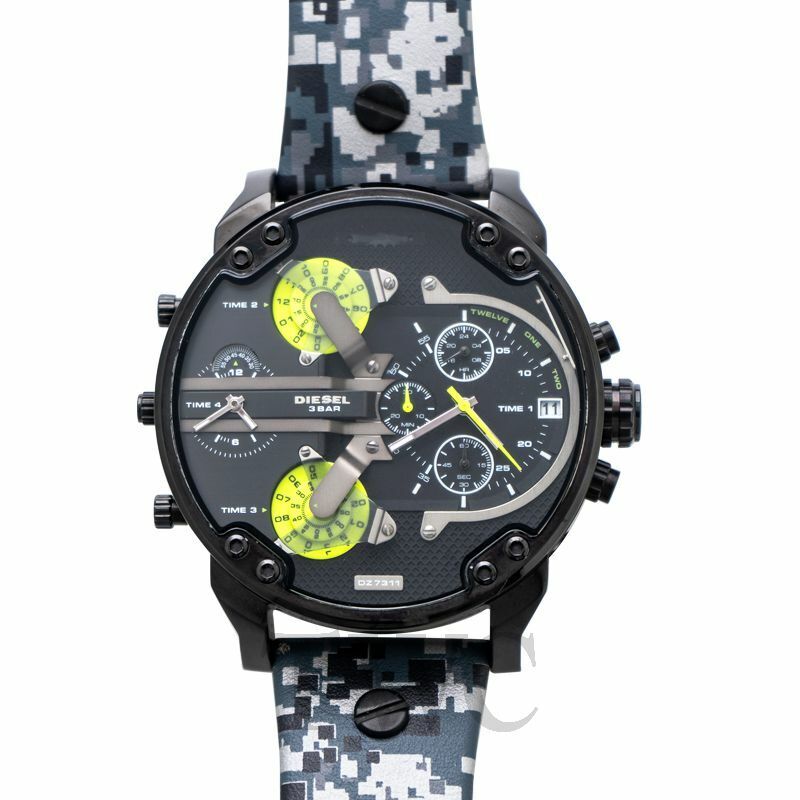 Diesel Big Daddy Chronograph Black Dial Black Leather Strap Watch For Men - DZ7311 Buy Now By Diesel