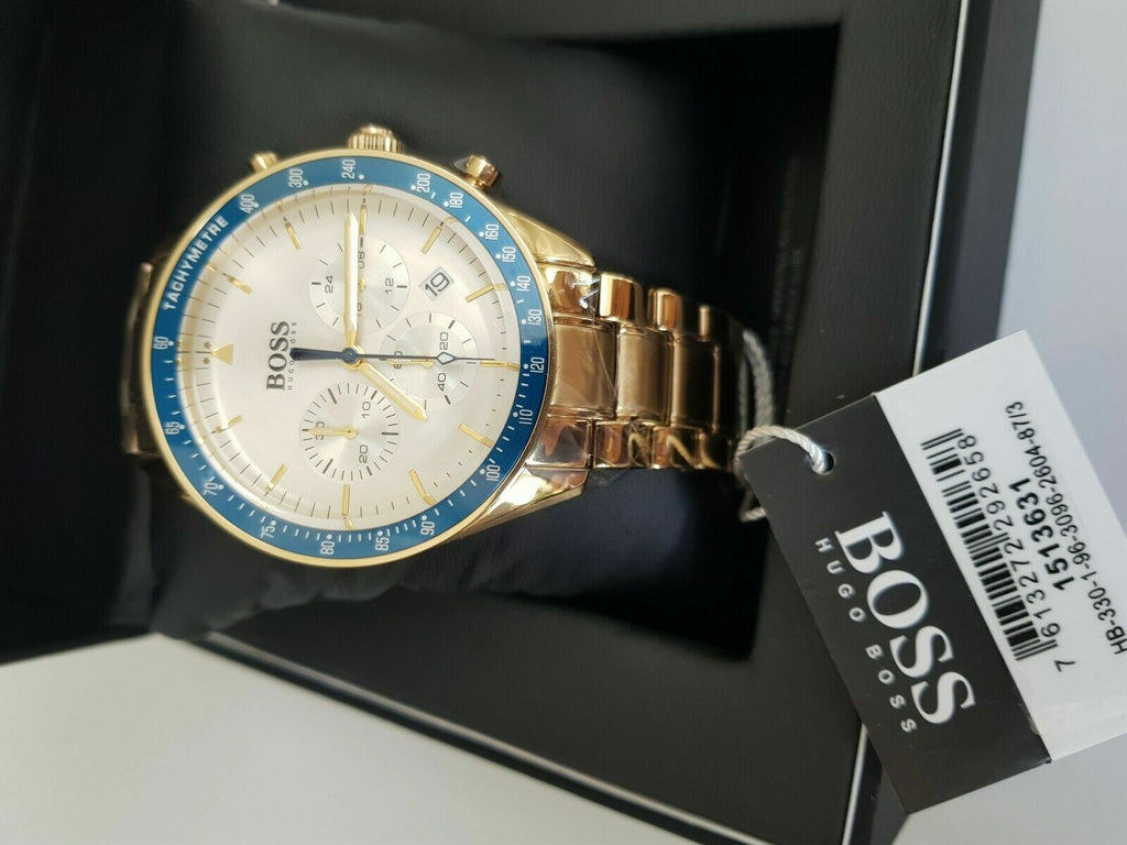 Hugo Boss Trophy White Dial Gold Steel Strap Watch for Men - 1513631 Buy Now By Hugo Boss
