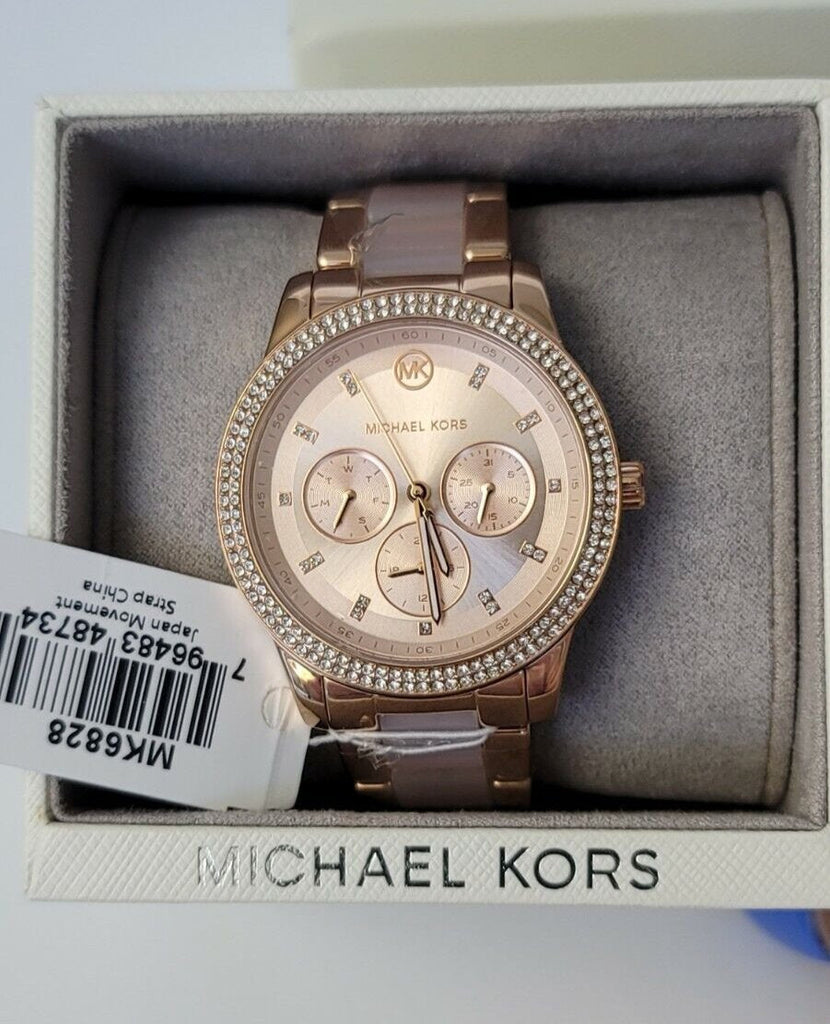 Michael Kors Tibby Chronograph Rose Gold Dial Two Tone Steel Strap Watch For Women - MK6828 Buy Now By Michael Kors
