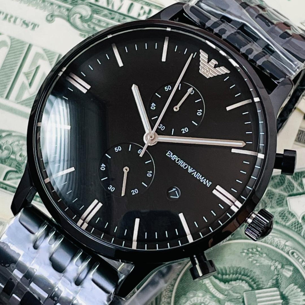 Emporio Armani Chronograph Black Dial Black Steel Strap Watch For Men - AR1934 Buy Now By Emporio Armani