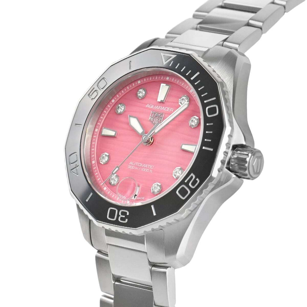 Tag Heuer Aquaracer Professional 300 Automatic Diamonds Pink Dial Silver Steel Strap Watch for Women - WBP231J.BA0618 Buy Now By Tag Heuer