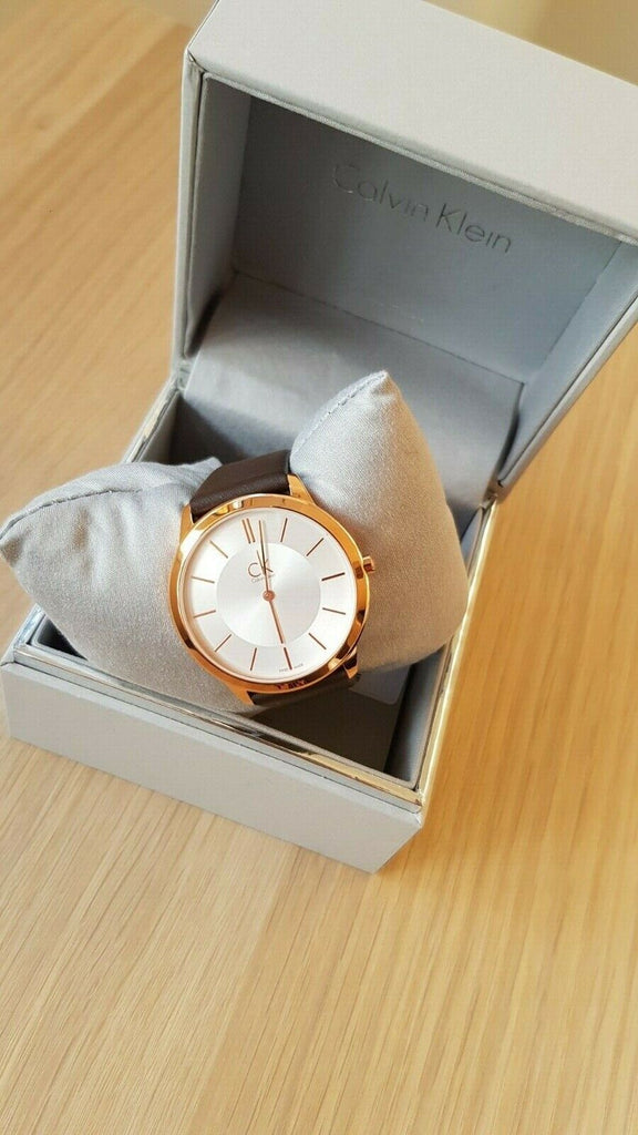 Calvin Klein Minimal White Dial Brown Leather Strap Watch for Men - K3M216G6 Buy Now By Calvin Klein