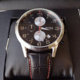 Hugo Boss Aeroliner Black Dial Black Leather Strap Watch for Men - 1512631 Buy Now By Hugo Boss