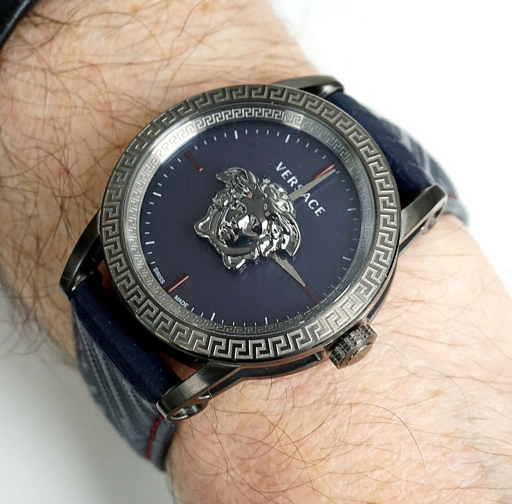 Versace Palazzo Empire Blue Dial Blue Leather Strap Watch for Men - VERD00118 Buy Now By Versace