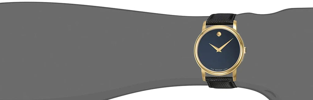 Movado Museum Black Dial Black Leather Strap Watch For Men - 2100005 Buy Now By Movado