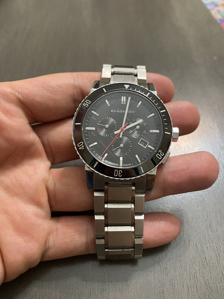 Burberry The City Black Dial Silver Steel Strap Watch for Men - BU9380 Buy Now By Burberry