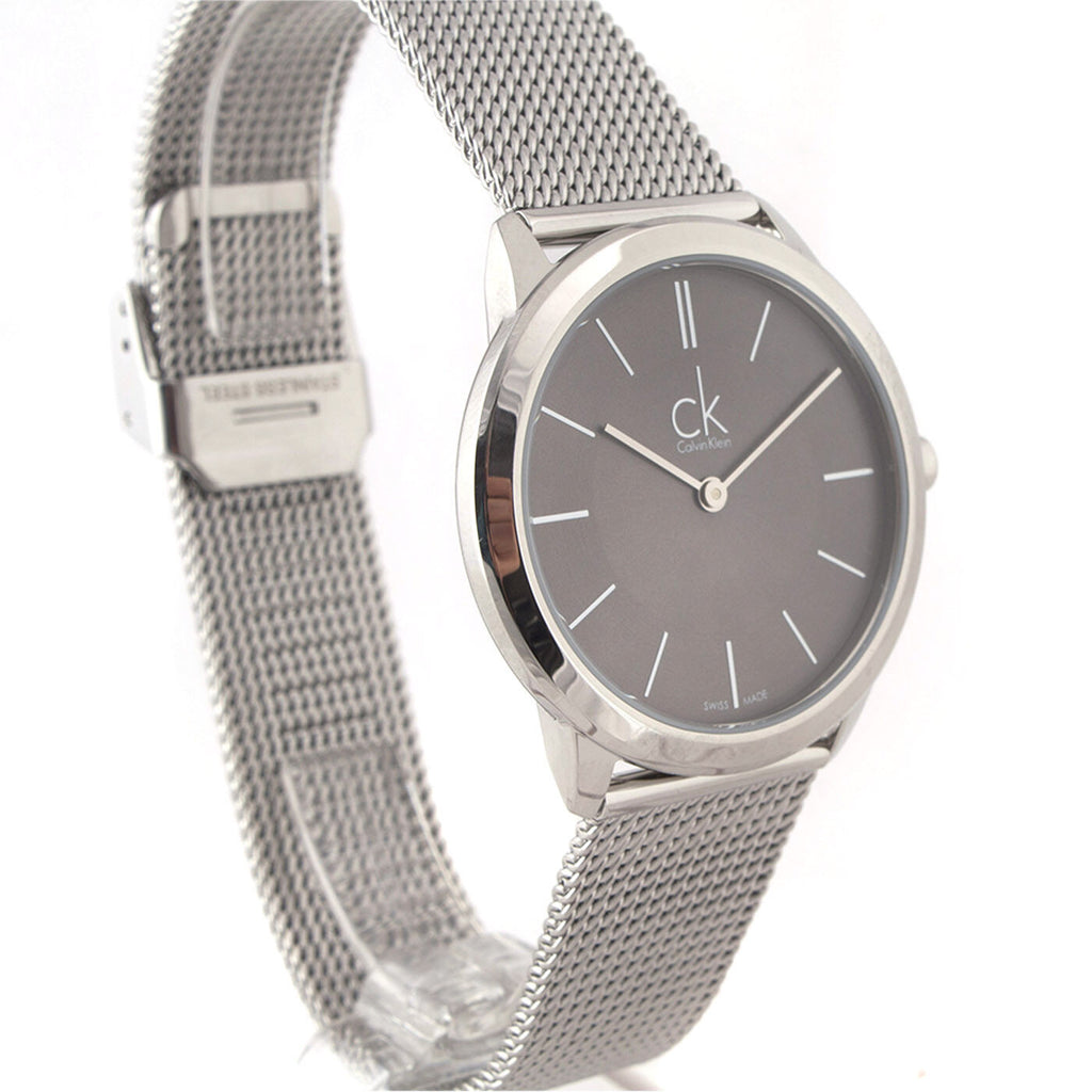 Calvin Klein Minimal Grey Dial Silver Mesh Bracelet Watch for Men - K3M22124 Buy Now By Calvin Klein