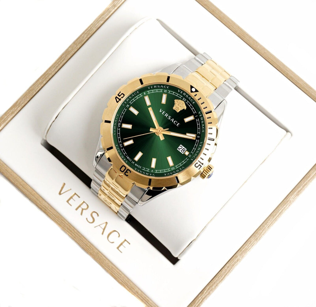 Versace Hellenyium Quartz Green Dial Two Tone Steel Strap Watch For Men - VE3A00720 Buy Now By Versace