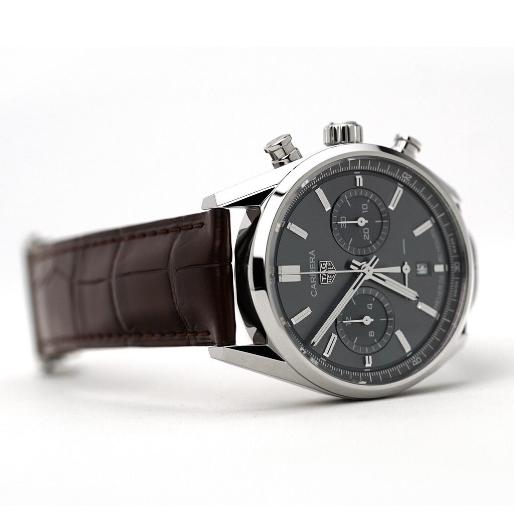 Tag Heuer Carrera Chronograph Grey Dial Brown Leather Strap Watch for Men - CBN2012.FC6483 Buy Now By Tag Heuer