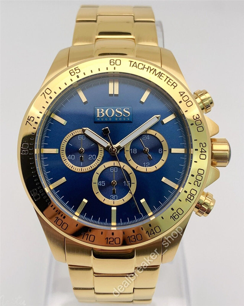Hugo Boss Ikon Blue Dial Gold Steel Strap Watch for Men - 1513340 Buy Now By Hugo Boss