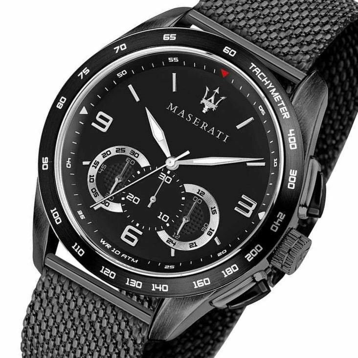 Maserati Traguardo Chronograph Black Dial Black Mesh Bracelet Watch For Men - R8873612031 Buy Now By Maserati