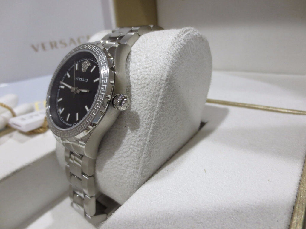 Versace Hellenyium Black Dial Silver Steel Strap Watch for Women - V12020015 Buy Now By Versace