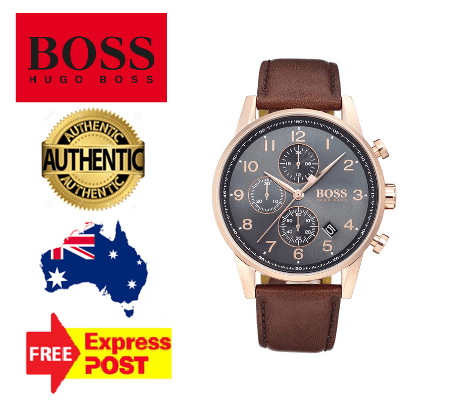 Hugo Boss Navigator Grey Dial Brown Leather Strap Watch for Men - 1513496 Buy Now By Hugo Boss