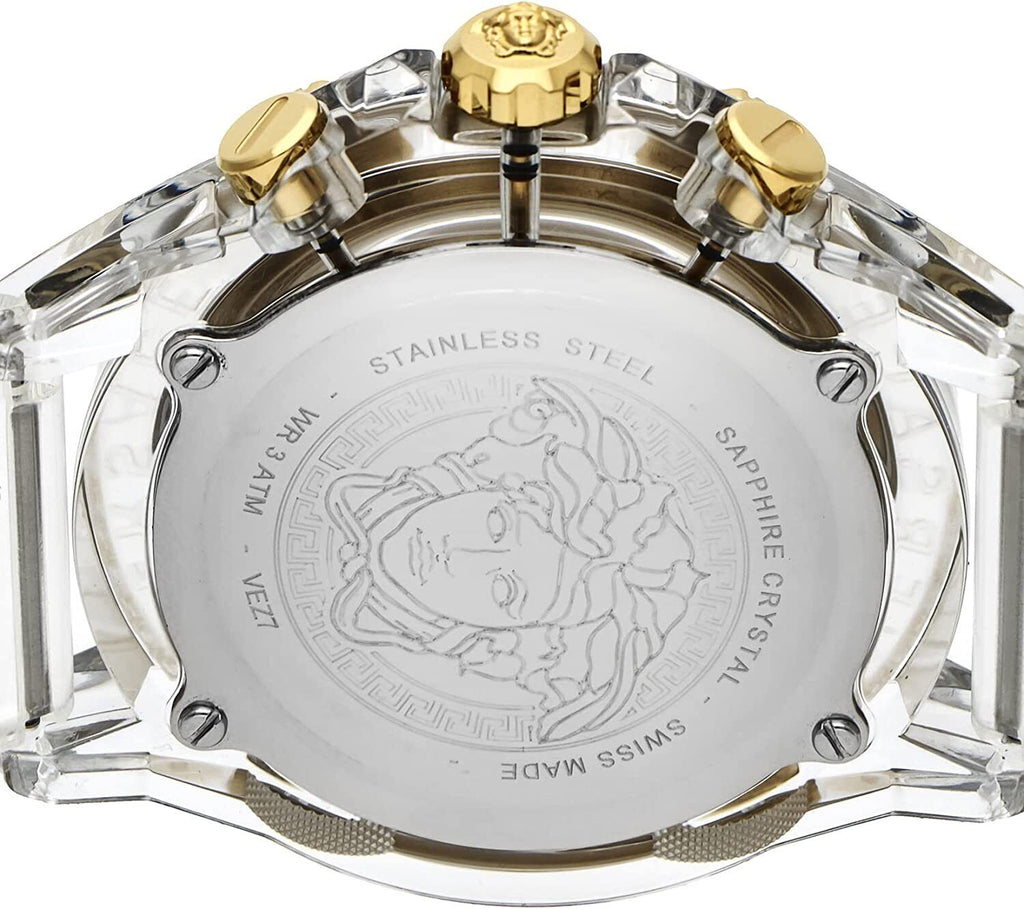 Versace Icon Active Chronograph Gold Dial White Silicone Strap Watch for Men - VEZ700121 Buy Now By Versace