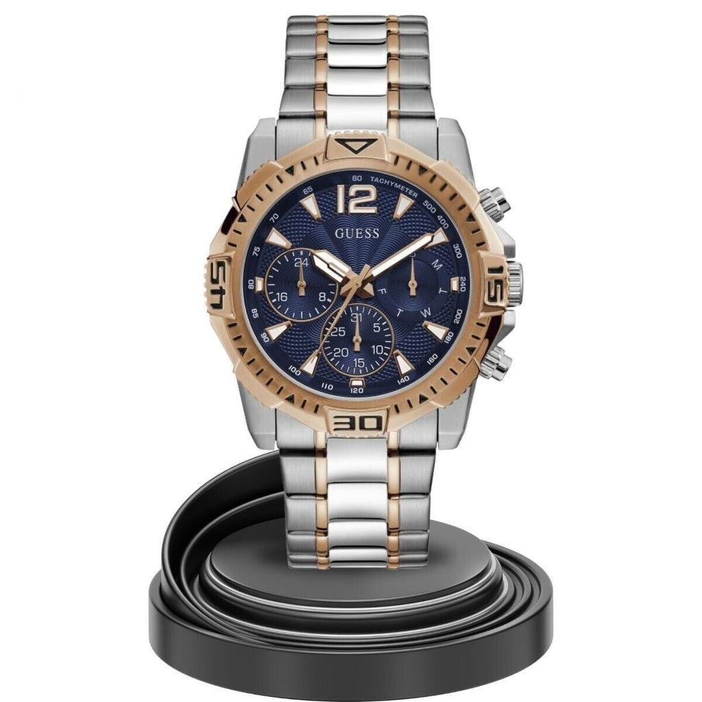 Guess Commander Chronograph Blue Dial Two Tone Steel Strap Watch for Men - GW0056G5 Buy Now By Guess