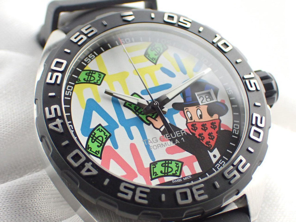 Tag Heuer Formula 1 Alec Monopoly Special Edition Black Rubber Strap Watch for Men - WAZ1119.FT8023