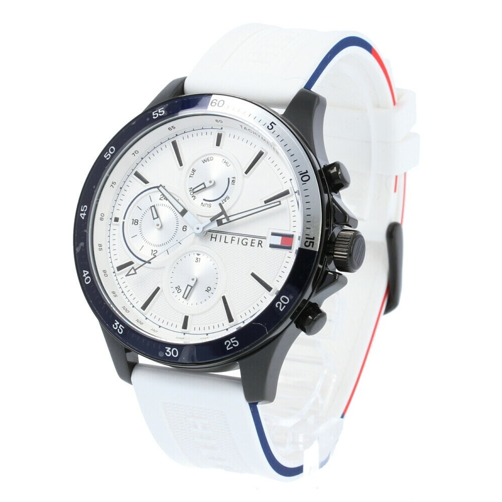 Tommy Hilfiger Bank Chronograph White Dial White Rubber Strap Watch for Men - 1791723 Buy Now By Tommy Hilfiger