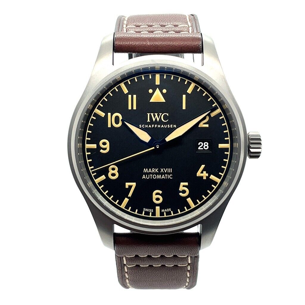 IWC Pilot's Watch Mark XVIII 40mm Black Dial Brown Leather Strap Watch for Men - IW327006 Buy Now By IWC