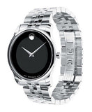 Movado Museum Classic Black Dial Silver Steel Strap Watch For Men - 606504 Buy Now By Movado