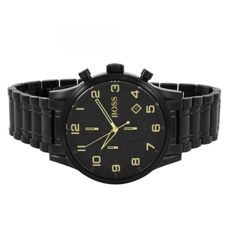 Hugo Boss Aeroliner Black Dial Black Steel Strap Watch for Men - 1513275 Buy Now By Hugo Boss