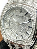 Bulova Phantom Swarovski Crystal Pave Silver Dial Silver Steel Strap Watch for Men - 98B296 Buy Now By Bulova