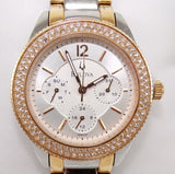 Bulova Crystal Collection Silver Dial Two Tone Steel Strap Watch for Women - 98N100 Buy Now By Bulova