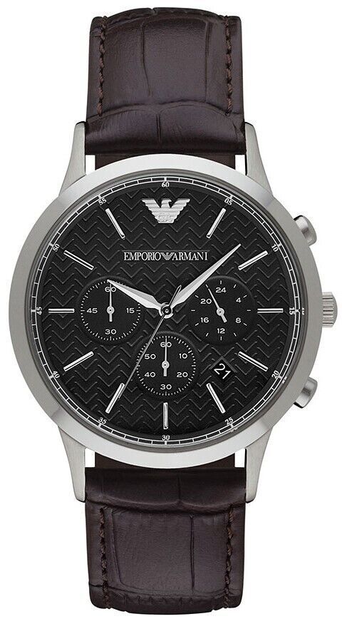 Emporio Armani Renato Chronograph Black Dial Brown Leather Strap Watch For Men - AR2482 Buy Now By Emporio Armani