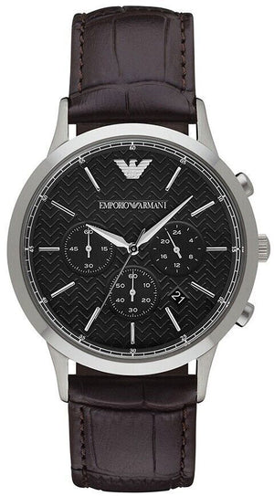 Emporio Armani Renato Chronograph Black Dial Brown Leather Strap Watch For Men - AR2482 Buy Now By Emporio Armani