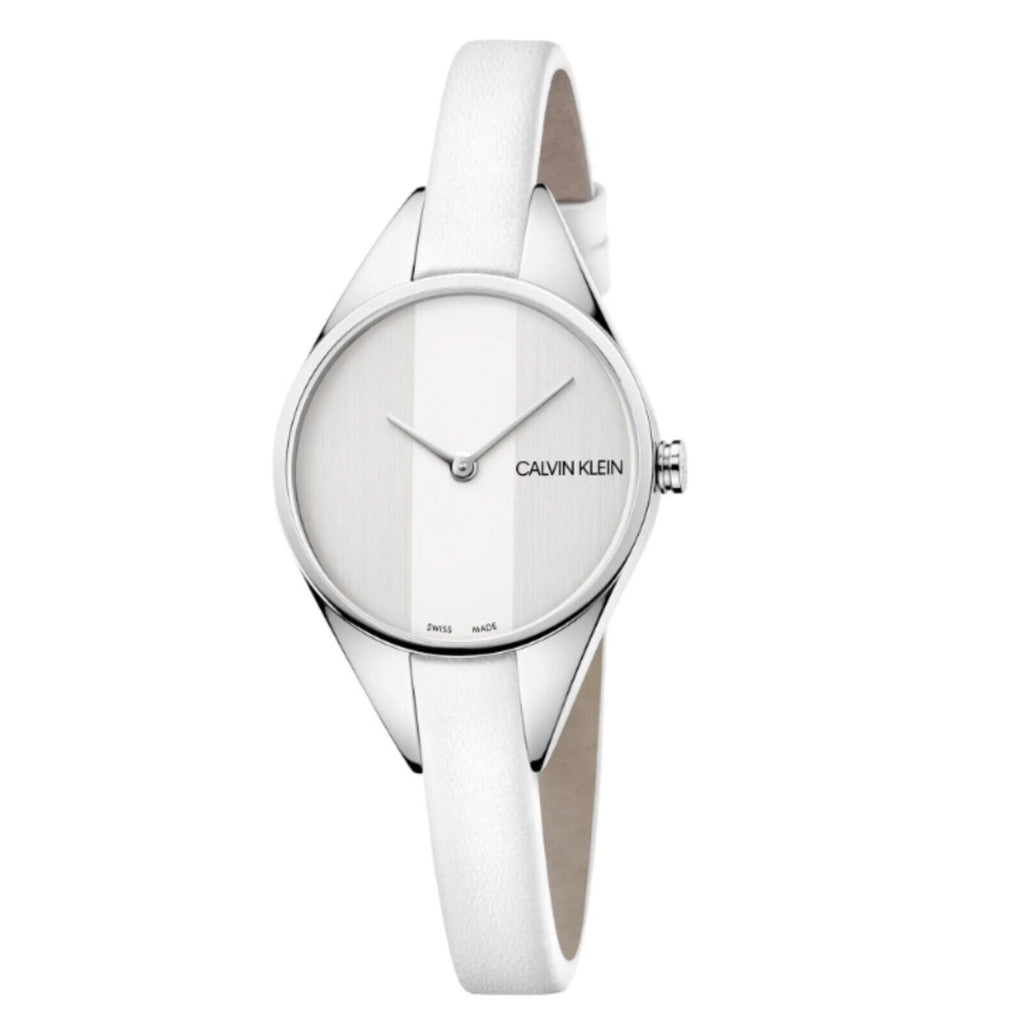 Calvin Klein Rebel White Dial White Leather Strap Watch for Women - K8P231L6 Buy Now By Calvin Klein