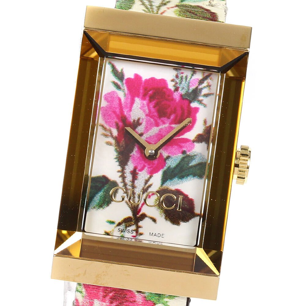 Gucci G-Frame Floral Mother of Pearl Dial White Leather Strap Watch For Women - YA147406 Buy Now By Gucci