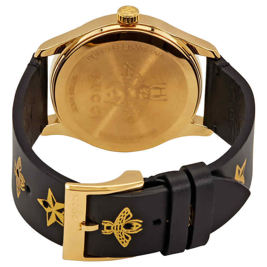 Gucci G Timeless Bee Motif Black Dial Black Leather Strap Watch For Women - YA1264055 Buy Now By Gucci