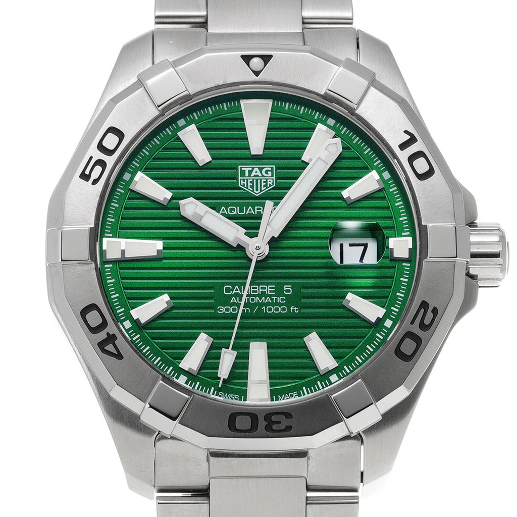 Tag Heuer Aquaracer Calibre 5 Automatic Green Dial Silver Steel Strap Watch for Men - WAY2015.BA0927 Buy Now By Tag Heuer