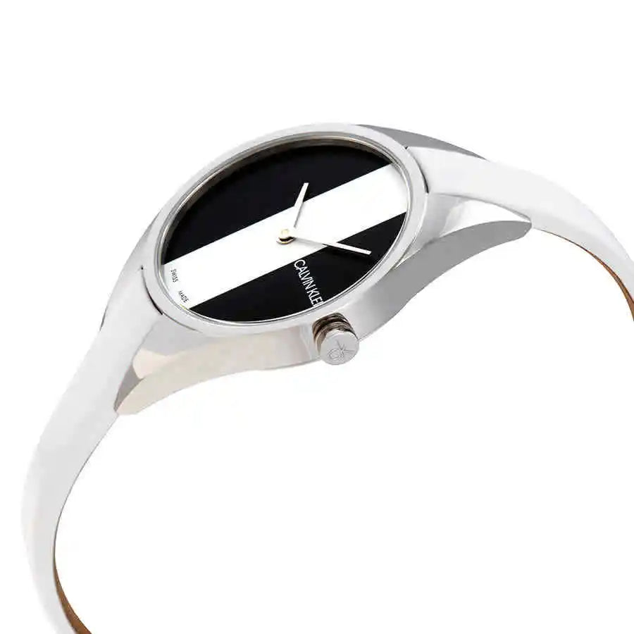 Calvin Klein Rebel White Black Dial White Leather Strap Watch for Women - K8P231L1 Buy Now By Calvin Klein