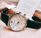 Emporio Armani Classic Quartz Chronograph White Dial Black Leather Strap Watch For Men - AR1807 Buy Now By Emporio Armani