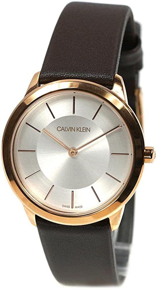 Calvin Klein Minimal White Dial Brown Leather Strap Watch for Women - K3M226G6 Buy Now By Calvin Klein