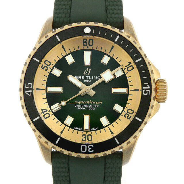 Breitling Superocean Automatic 42 Green Dial Green Rubber Strap Watch for Men - N17375201L1S1 Buy Now By Breitling
