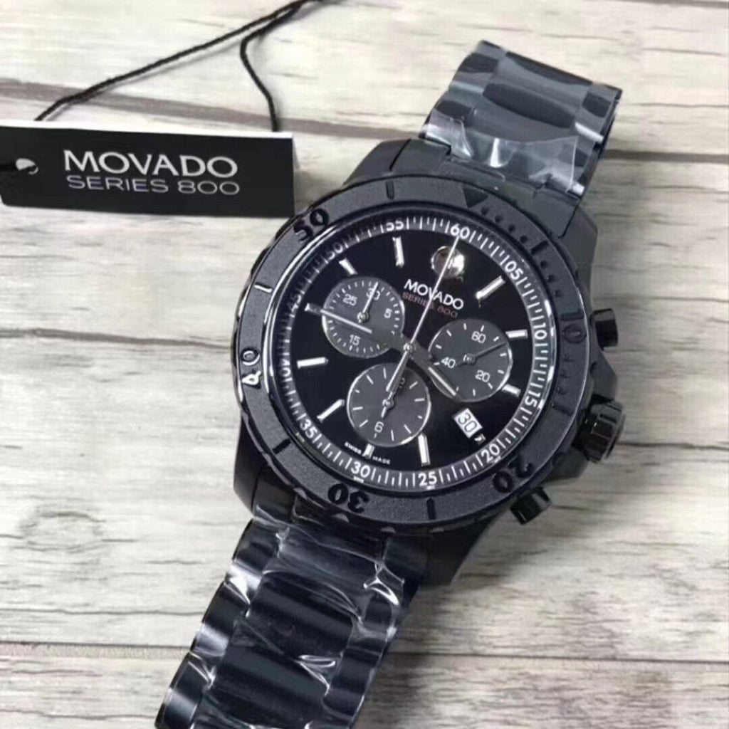 Movado Series 800 Chronograph Black Dial Black Steel Strap Watch For Men - 2600119 Buy Now By Movado