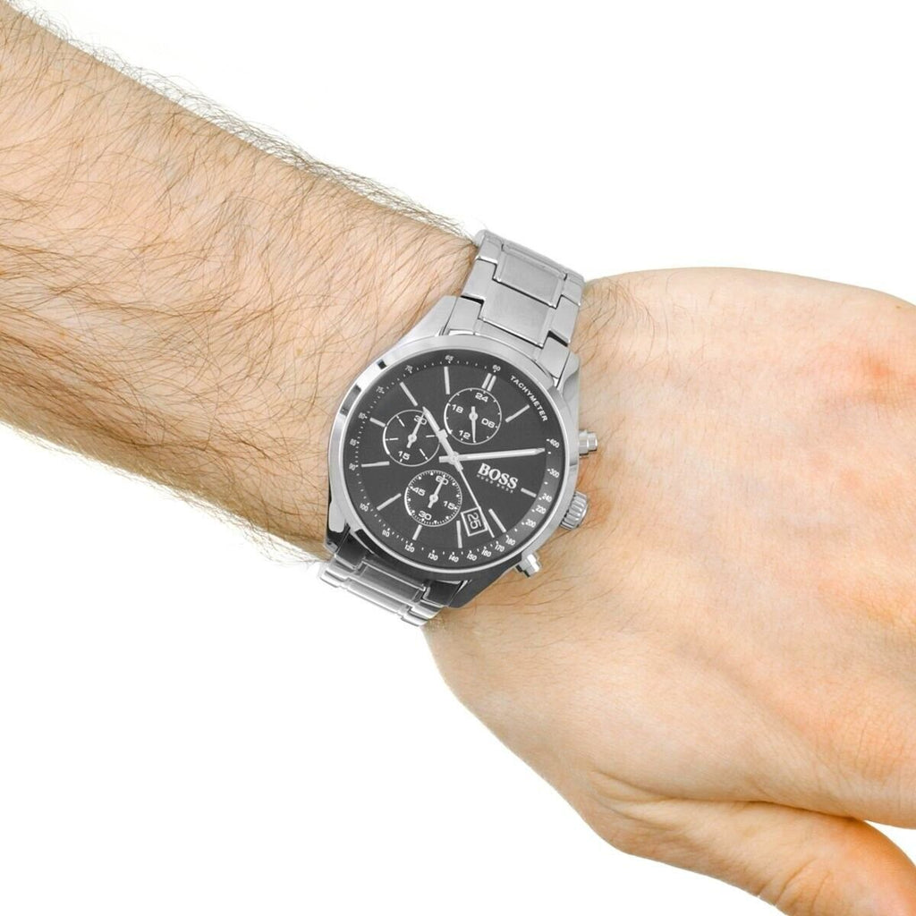 Hugo Boss Grand Prix Black Dial Silver Steel Strap Watch for Men - 1513477 Buy Now By Hugo Boss