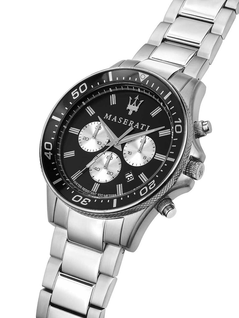 Maserati SFIDA Chronograph Black Dial Silver Steel Strap Watch For Men - R8873640004 Buy Now By Maserati