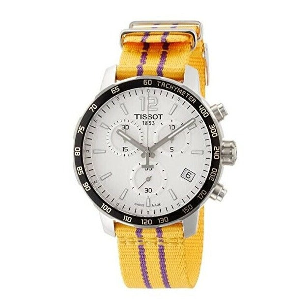 Tissot Quickster Chronograph NBA LA Lakers White Dial Yellow NATO Strap Watch for Men - T095.417.17.037.05 Buy Now By Tissot