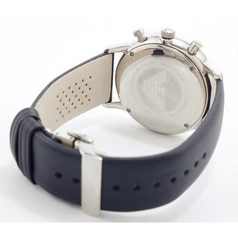 Emporio Armani Gianni White Dial Black Leather Strap Watch For Men - AR0385 Buy Now By Emporio Armani