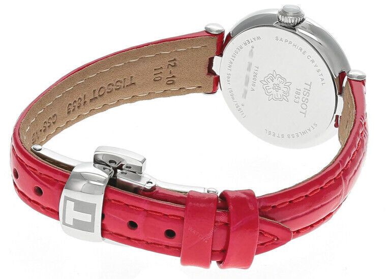 Tissot Bellissima Small Lady Diamonds Mother of Pearl Dial Red Leather Strap Watch For Women - T126.010.66.113.00 Buy Now By Tissot